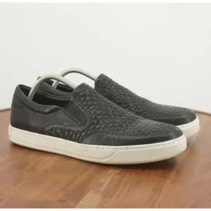 Vince Mens Sneakers Slip On Shoes Black Woven Leather Casual Size 10M