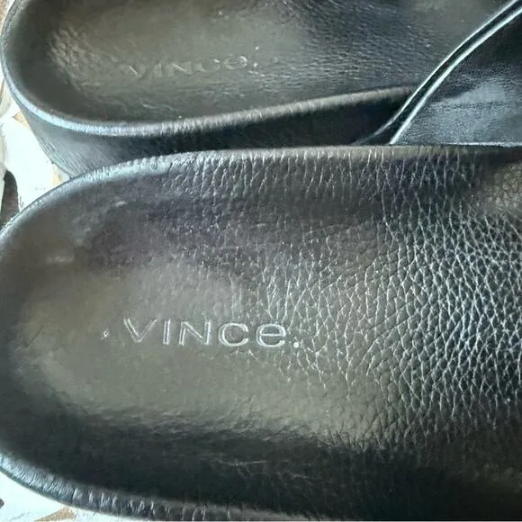 Vince Pebbled Black Leather Sandals Shoes Women’s 9.5 10