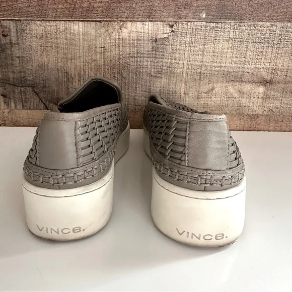 Vince Stafford Woven Leather Platform Slip On Shoes