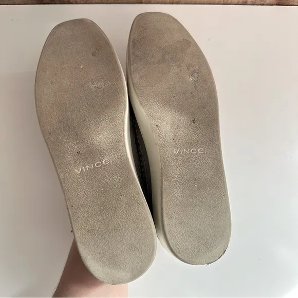 Vince Stafford Woven Leather Platform Slip On Shoes