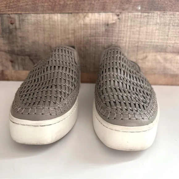 Vince Stafford Woven Leather Platform Slip On Shoes