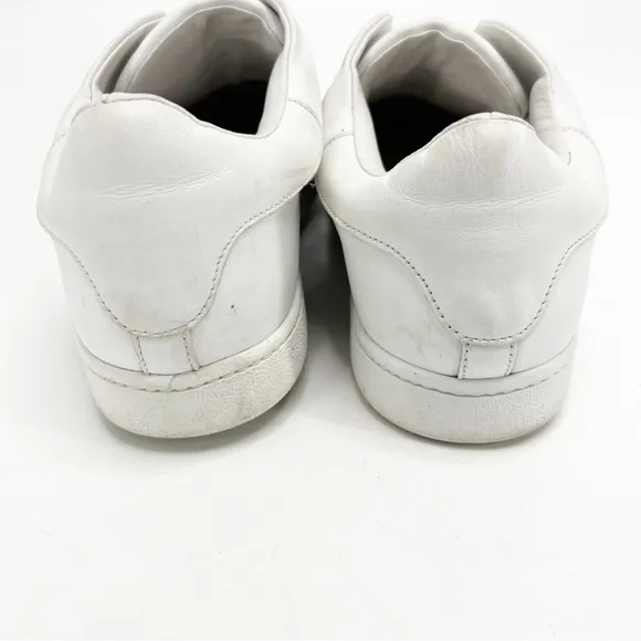 Vince Vista Lizard-Embossed White Leather and Tan Slip On Sneakers 9.5