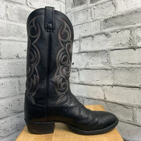 Vintage 90s WM. Moorby Black Leather Western Cowboy Boots