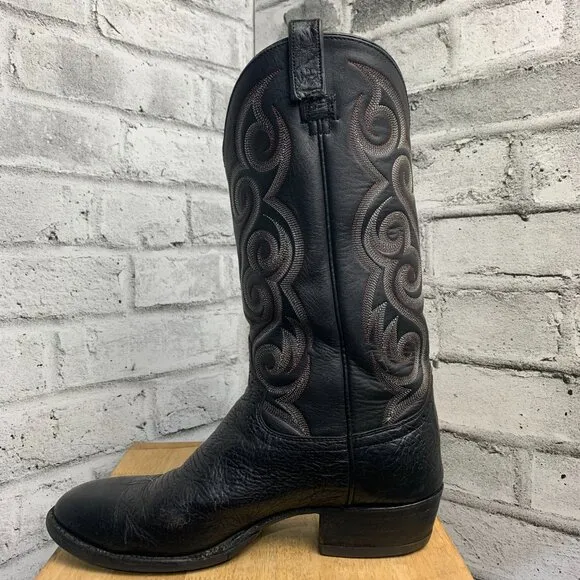 Vintage 90s WM. Moorby Black Leather Western Cowboy Boots