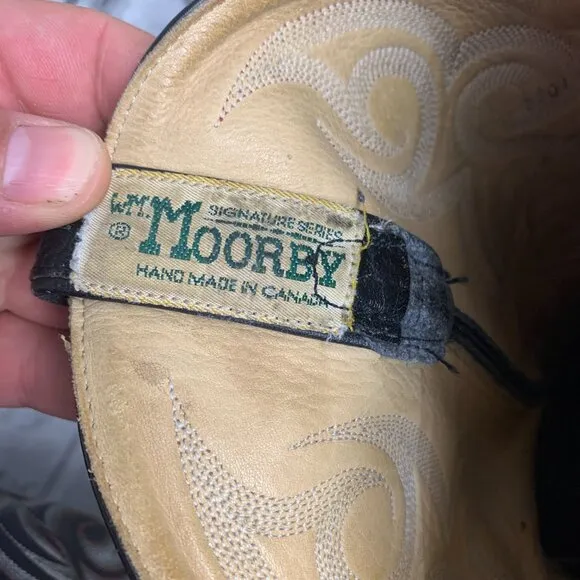 Vintage 90s WM. Moorby Black Leather Western Cowboy Boots