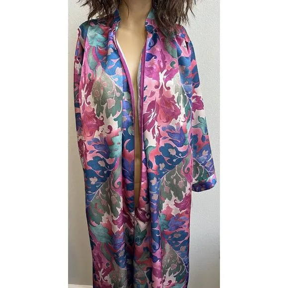 Vintage Ariel Petites Pink Florsl Floral‎ Mumu Robe Half zip Medium Made USA