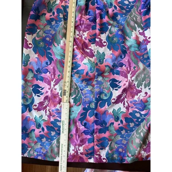 Vintage Ariel Petites Pink Florsl Floral‎ Mumu Robe Half zip Medium Made USA