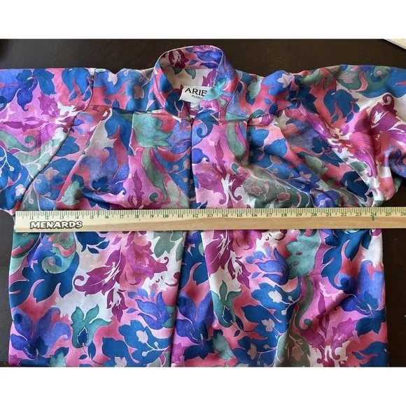 Vintage Ariel Petites Pink Florsl Floral‎ Mumu Robe Half zip Medium Made USA