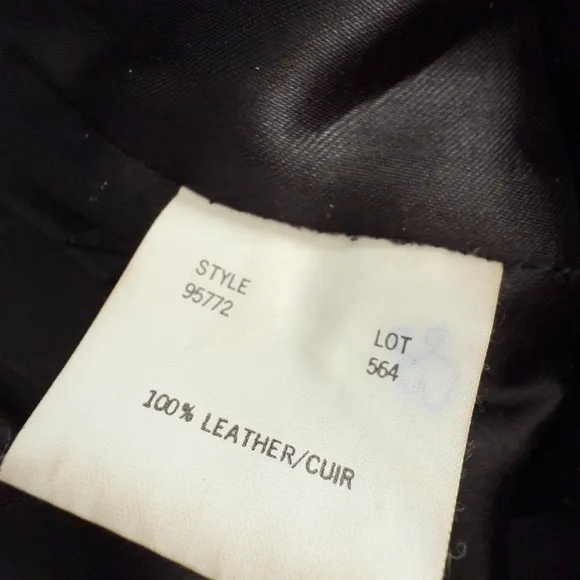 Vintage Bagatelle Black Leather Mini Skirt Size 9/10 High Waist Lined Zip Back