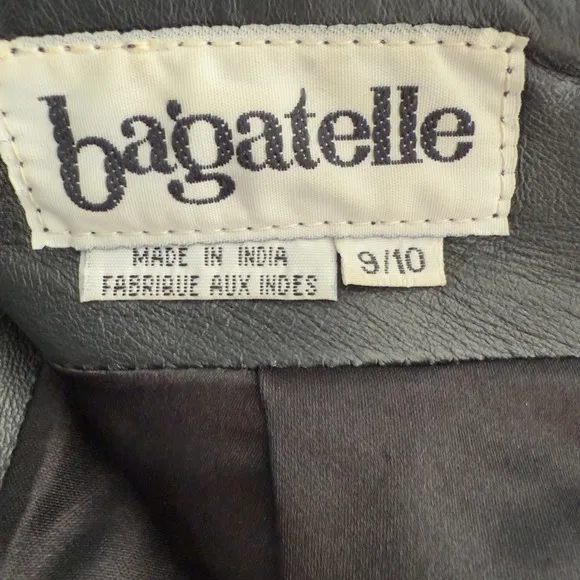 Vintage Bagatelle Black Leather Mini Skirt Size 9/10 High Waist Lined Zip Back