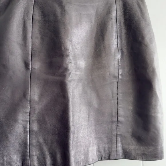 Vintage Bagatelle Black Leather Mini Skirt Size 9/10 High Waist Lined Zip Back