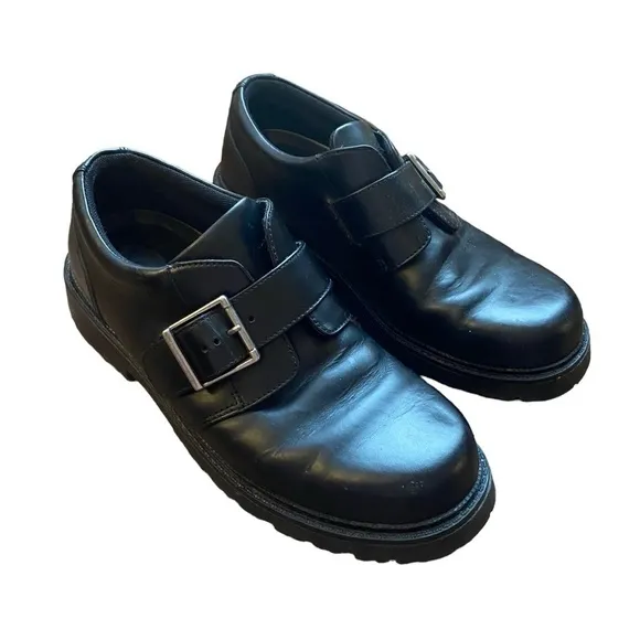 Vintage Bass Men’s Black Leather Buckle Chunky Oxfords