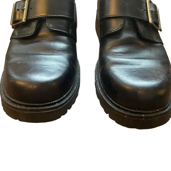 Vintage Bass Men’s Black Leather Buckle Chunky Oxfords