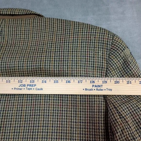 Vintage Chaps Ralph‎ Lauren 46T Brown Tweed Houndstooth Wool Silk Blazer Jacket