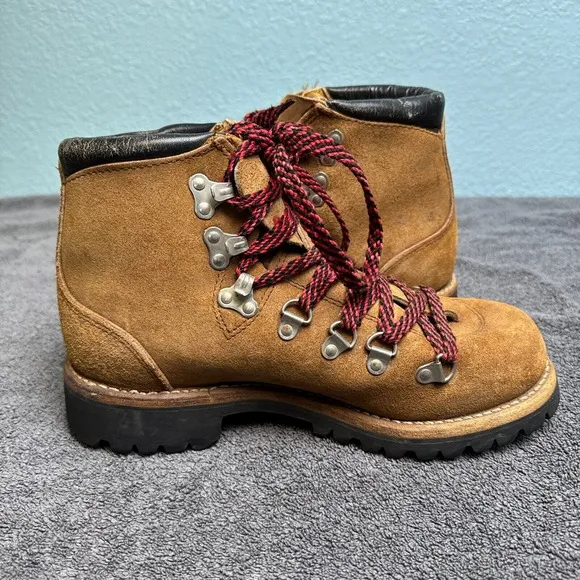 Vintage Herman Shoes and Boots Mens 7M Mountaineering Hiking Suede Vibram 1970's