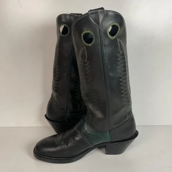 Vintage Laredo Green Renegade Buckaroo Boots 10.5 D USA Made Slip Resistant