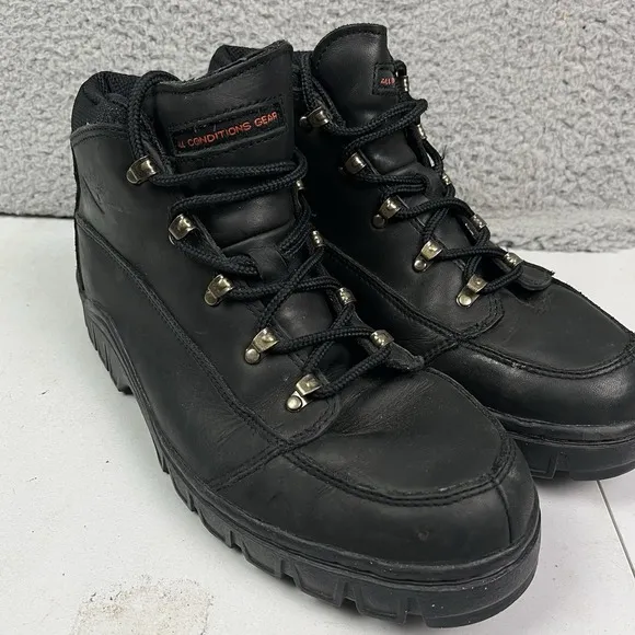 Vintage Nike All Conditions Gear ACG Mens Hiking Black Leather Boots Shoes Sz 9