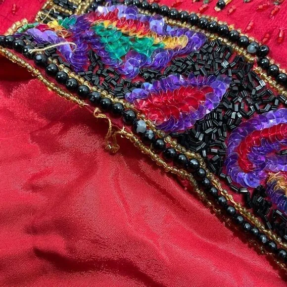 VINTAGE NITELINE By Della Roufogali 100% Silk Beaded Jacket