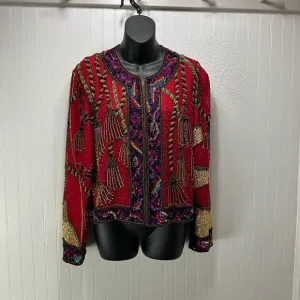 VINTAGE NITELINE By Della Roufogali 100% Silk Beaded Jacket
