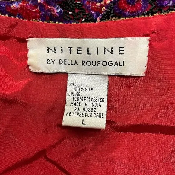 VINTAGE NITELINE By Della Roufogali 100% Silk Beaded Jacket