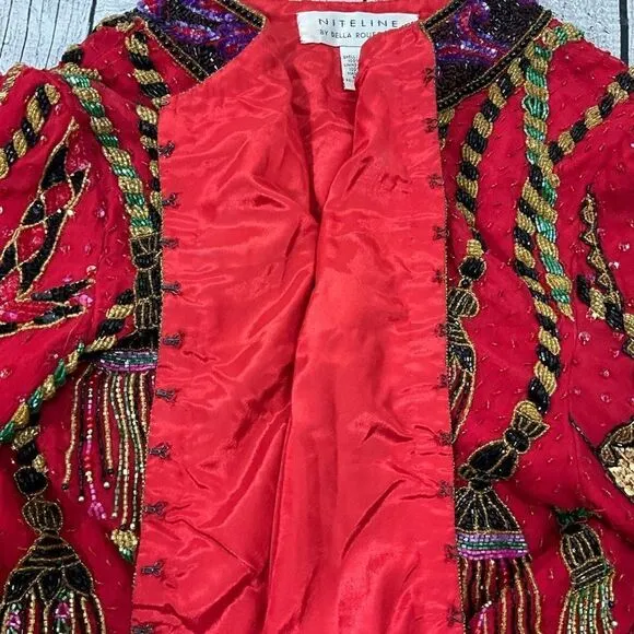 VINTAGE NITELINE By Della Roufogali 100% Silk Beaded Jacket