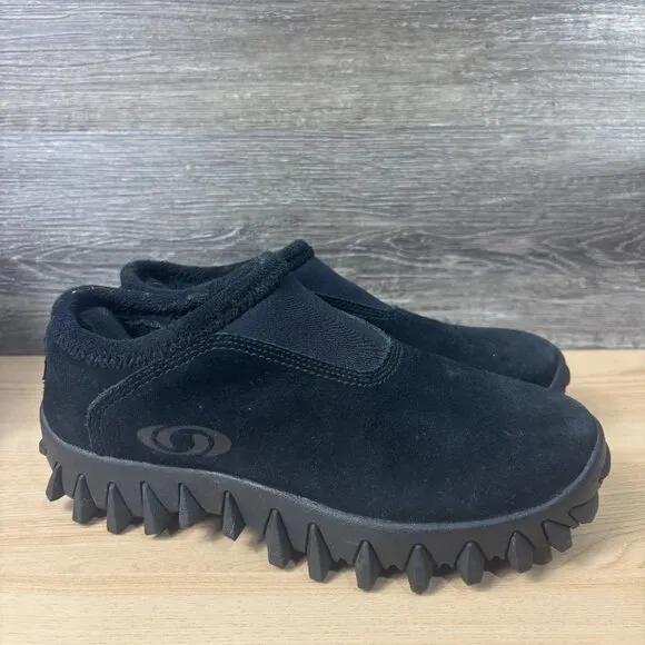 Vintage Salomon Contagrip CX Trail Shoes Mens 7 Black Slip On Suede Hiking Boot