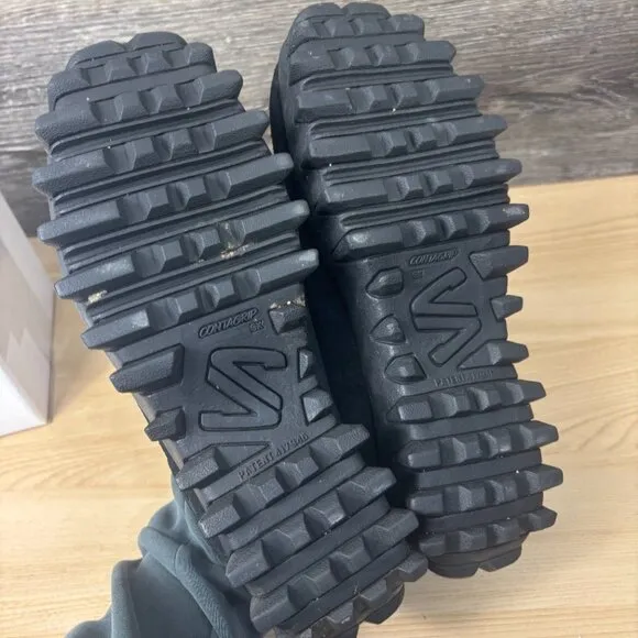 Vintage Salomon Contagrip CX Trail Shoes Mens 7 Black Slip On Suede Hiking Boot