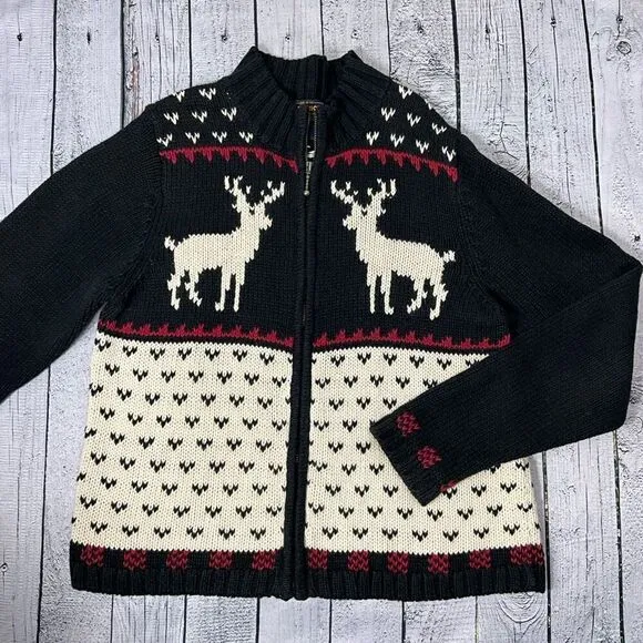 VINTAGE WOOLRICH Fair Isle Cardigan With Deer Buck
