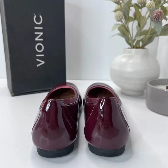 Vionic Anita Patent Leather Flat Slip On Shoes Crimson I4704L8602 Women's 7.5M