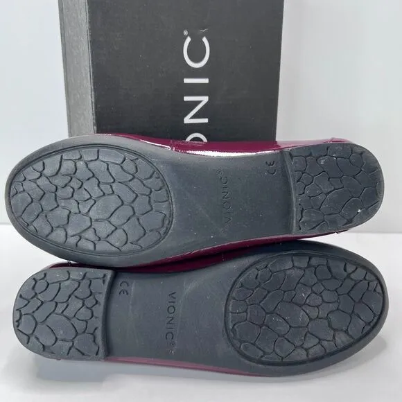 Vionic Anita Patent Leather Flat Slip On Shoes Crimson I4704L8602 Women's 7.5M