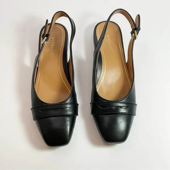 Vionic Lynda Leather Slingback Flat Shoes