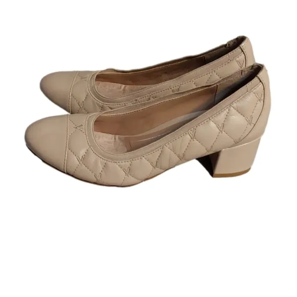 VIONIC OLYMPIA QUILTED NUDE CUBAN HEEL NWOT WOMEN'S SHOES SIZE 7