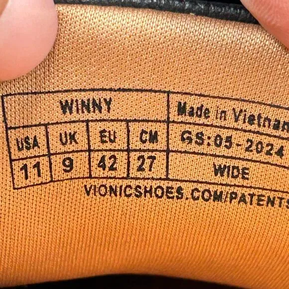 Vionic Winny Lace Up Leather Casual Sneakers Black Nappa Women 11 Wide NWB