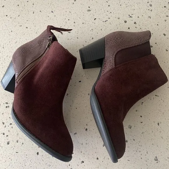 Vionic Women's Anne Java Ankle Boots Suede Leather Snake Print Women’s Size 5