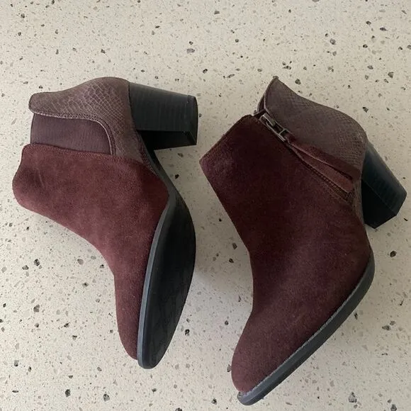 Vionic Women's Anne Java Ankle Boots Suede Leather Snake Print Women’s Size 5