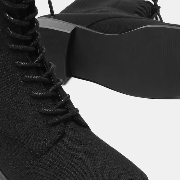 VIVAIA Square-Toe Lace-Up Boots (Choose One Size Up) EU/ 38‎ US/7,7.5