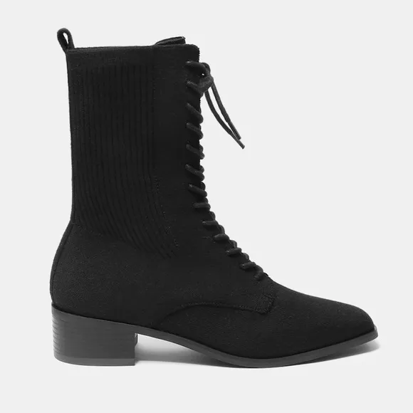 VIVAIA Square-Toe Lace-Up Boots (Choose One Size Up) EU/ 38‎ US/7,7.5