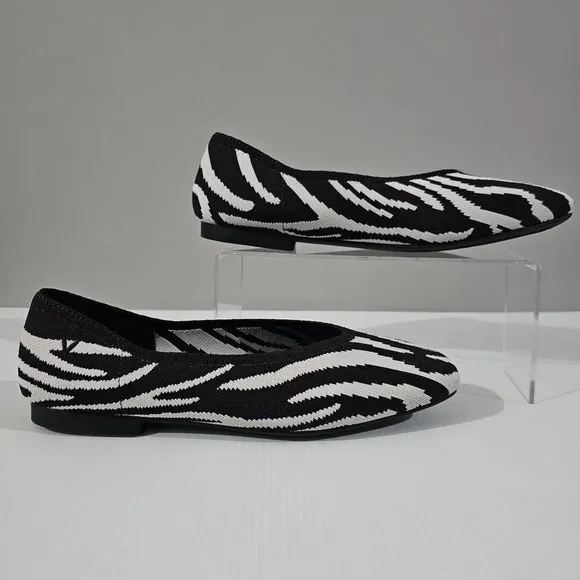 Vivaia Tamia Ballet Flat Zebra Print Womens Shoe Black White Slip On Eu Size 40