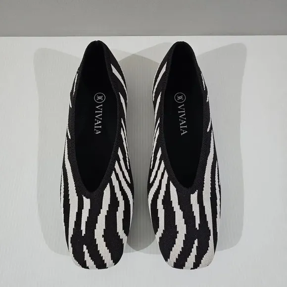 Vivaia Tamia Ballet Flat Zebra Print Womens Shoe Black White Slip On Eu Size 40