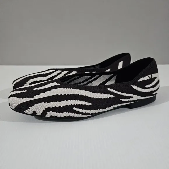 Vivaia Tamia Ballet Flat Zebra Print Womens Shoe Black White Slip On Eu Size 40