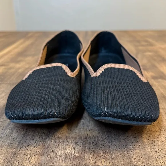 Vivaia Women’s Sylvia Square-Toe Woven Flat Shoe Machine-Washable Black Sz 38.5
