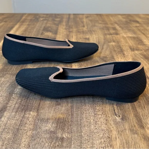 Vivaia Women’s Sylvia Square-Toe Woven Flat Shoe Machine-Washable Black Sz 38.5