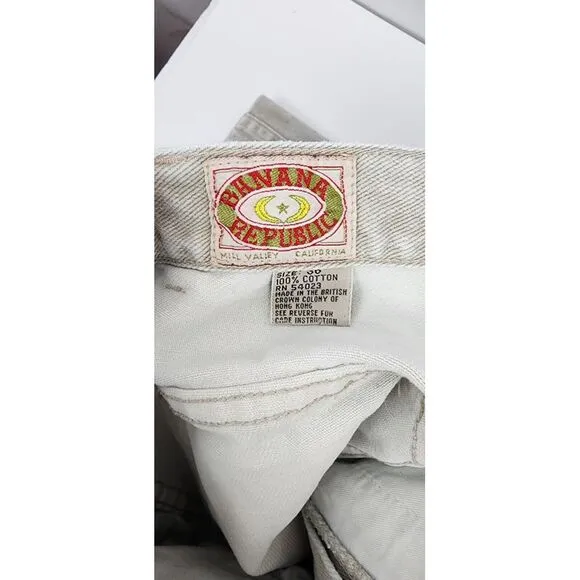 Vtg 80s Banana Republic Beige/Gray Denim Jeans Size 32X32