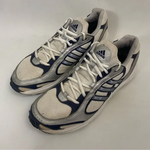 VTG ADIDAS DURAMO US LEA Running Trainer Sneakers Mens 11.5 White Silver Blue