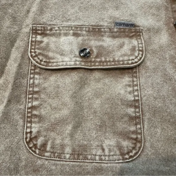 VTG Carhartt Men’s XL Canvas Button-Up Work Heavy Shirt – Tan – Made in USA