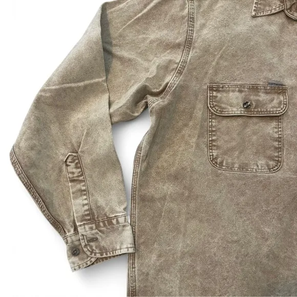 VTG Carhartt Men’s XL Canvas Button-Up Work Heavy Shirt – Tan – Made in USA