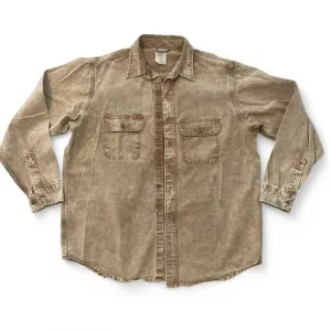 VTG Carhartt Men’s XL Canvas Button-Up Work Heavy Shirt – Tan – Made in USA