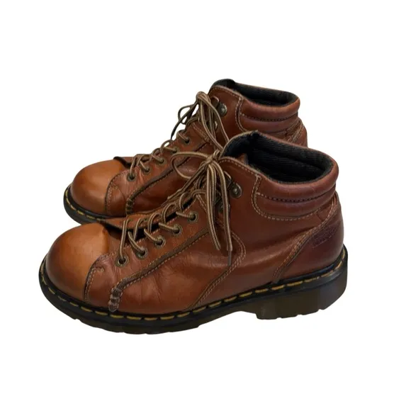 Vtg Dr Martens Made in England 8A54 Brown Leather Oxford Lace Up Hiking Shoes