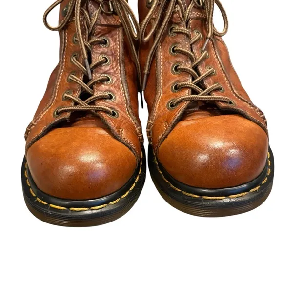 Vtg Dr Martens Made in England 8A54 Brown Leather Oxford Lace Up Hiking Shoes
