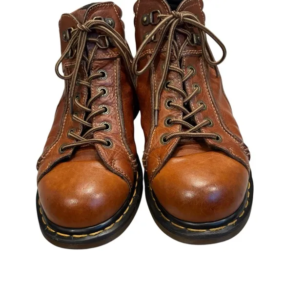 Vtg Dr Martens Made in England 8A54 Brown Leather Oxford Lace Up Hiking Shoes